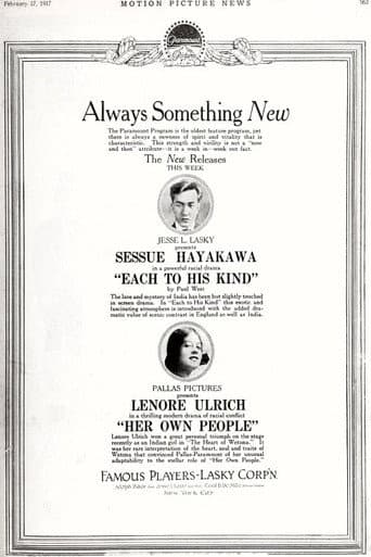 Poster for Each to His Kind