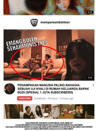Poster for PENAMPAKAN MANUSIA PALING BAHAGIA: SEBUAH UJI NYALI DI RUMAH KELUARGA BAPAK BUDI (SPESIAL 1 JUTA SUBSCRIBERS)